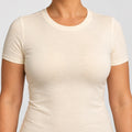 Body Baumont de manga curta: detalhe frontal do caimento