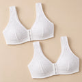 Kit com exatamente dois Sutiãs Auria brancos de fecho frontal